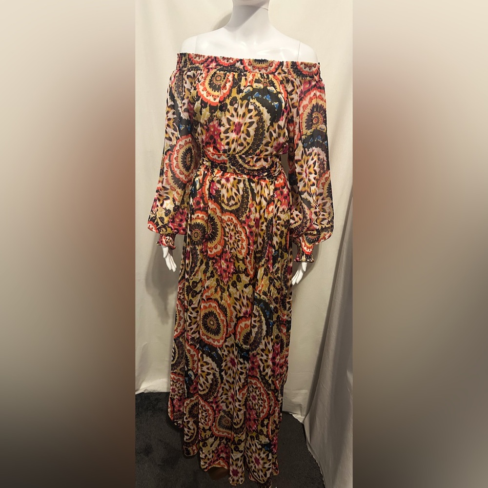 Spy Zone Sz M Floral Paisley Print Maxi Dress Flowy Boho Chic Cottagecore Fairy - Picture 3 of 10